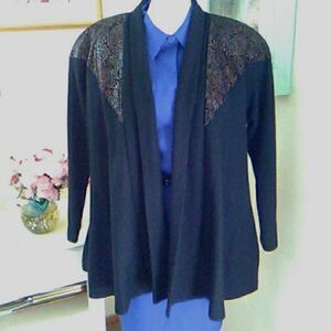 Vintage Joanie Char Wool And Leather Open Jacket